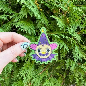 Spooky Clown Sticker Holographic Water Proof Bottle Laptop Halloween Creepy Cute Vampire Silly Nostalgic Decal Vintage Fun Fangs Krusty Fun