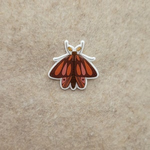 Red Moth Pin Button Fairy Cottage Core Gift Book Bag Jacket Coat Bug Cute Hand Made Durable Little Pink Tote Nature Whimsigoth Plastic Cool