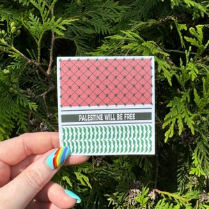 Palestine Will Be Free Keffiyeh Sticker - 100% of proceeds go to Palestine Children’s Relief Fund Water Proof Bottle Laptop Gaza Matte Vinyl