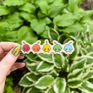 Junimo Picnic Sticker Holographic Water Proof Bottle Laptop Cute Adorable Fruit Gift Forest Rainbow Farming Cozy Gaming Silly Pride Stardew