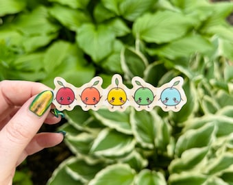 Junimo Picnic Sticker Holographic Water Proof Bottle Laptop Cute Adorable Fruit Gift Forest Rainbow Farming Cozy Gaming Silly Pride Stardew