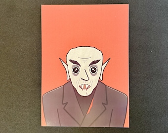 Classic Nosferatu Print Count Orlok Vampire Spooky Scary Halloween Gift Cute Creepy Horror Poster Bedroom Office Red 1922 Silent Movie Film
