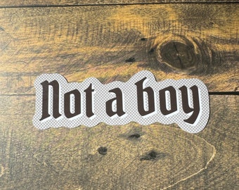Not a Boy Sticker Water Proof Gift Punk Alt Cool Bold Simple Bottle Journal Book Black Checkers Nonbinary Queer Enby LGBTQ Laptop Pride