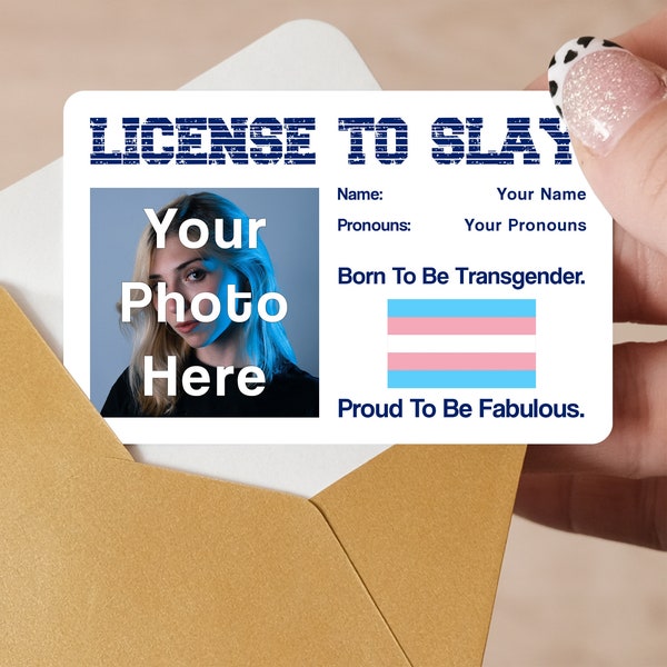 Transgender Personalised Metal Transgender License To Slay Card