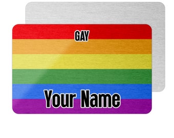 Gay Pride Flag Metal Name Card, Coming Out Gift, LGBTQ Pride, Pride Flag Gift