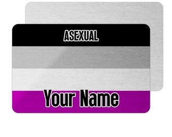 Asexual Pride Flag Metal Name Card, Coming Out Gift, LGBTQ Pride, Pride Flag Gift