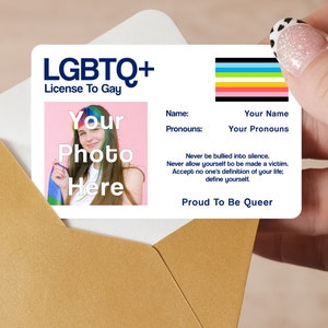 Queer Pride Personalised License To Gay Card, Queer Flag, Coming Out Gift, Queer Best Friend, LGBTQ Decor, Pride Gifts, Gay, Bi