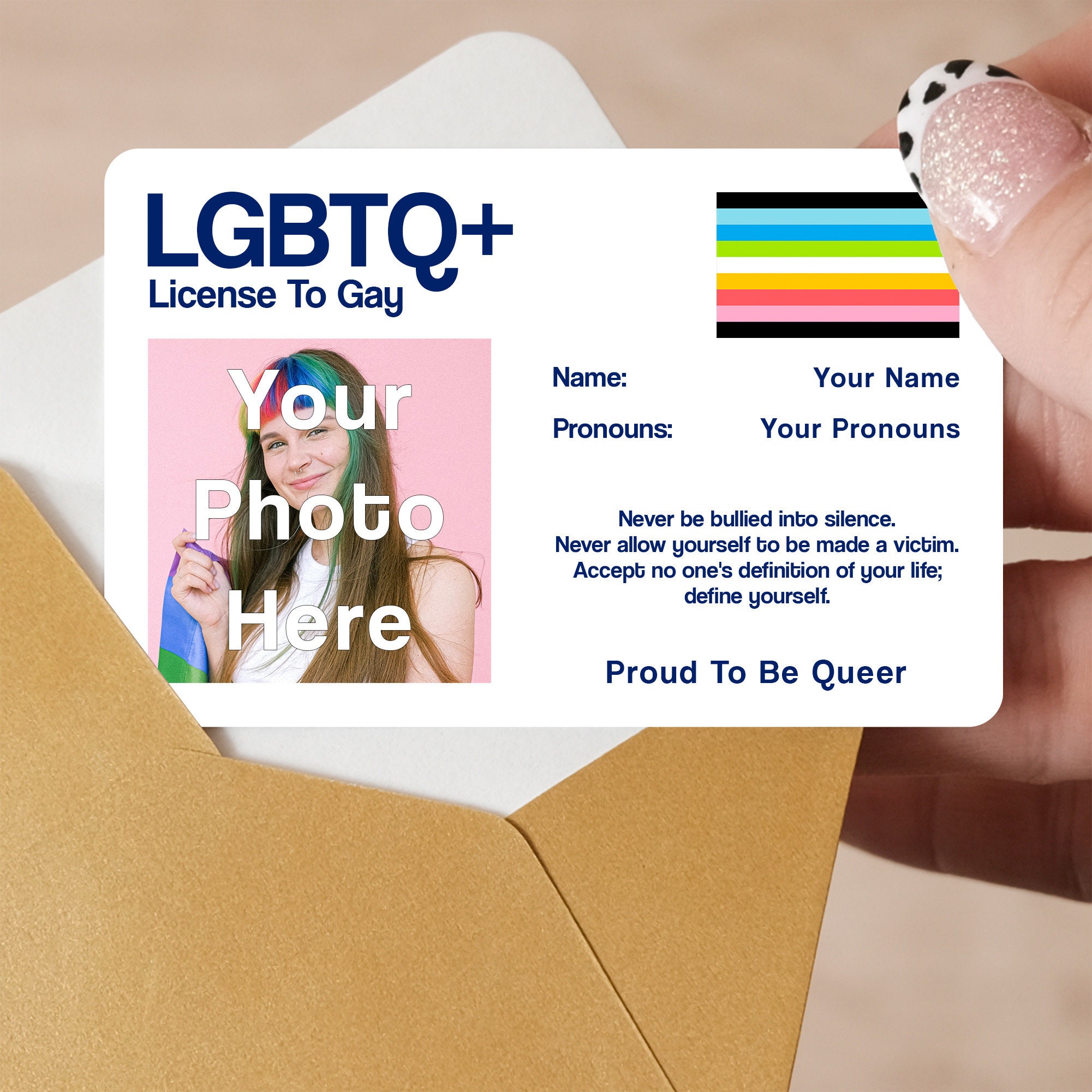 Queer Pride Personalised License to Gay Card Queer Flag image