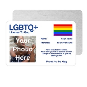 Gay Personalised License To Gay Metal Wallet Card, Funny Gay Coming Out Gift, Lesbian, Bisexual, Trans Novelty Card, Empowering Pride Gift