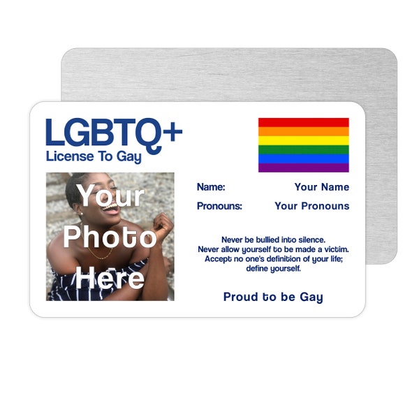 Gay Personalised License To Gay Metal Wallet Card, Funny Gay Coming Out Gift, Lesbian, Bisexual, Trans Novelty Card, Empowering Pride Gift