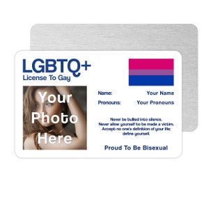 Bisexual License To Gay Personalised Metal Card, Bi Pride Gift, Girlfriend, Boyfriend, Husband, Wife, Bisexual Flag, Rainbow Pride Gift