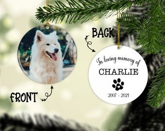 Dog Memorial picture Ornament | Loss of pet | Dog Remembrance | In loving memory | Paw print | Personalized Pet Memorial Christmas Gift