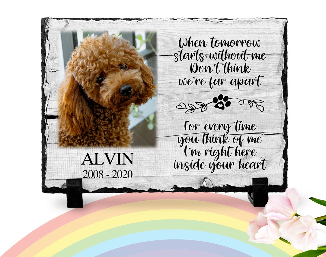 Dog Memorial Plaque When Tomorrow Starts Without Me Rainbow Bridge Pet