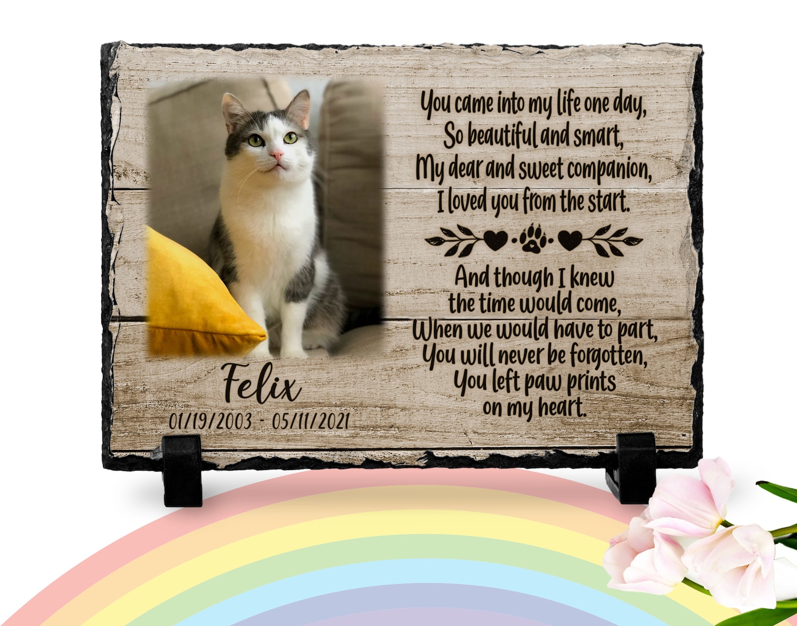 Cat Memorial Plaque Paw Print Rainbow Bridge Poem Pet Etsy