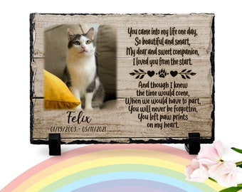 Cat Memorial Plaque | Paw print | Rainbow Bridge poem | Pet memorial plaque | Pet loss Gift | Remembrance gift | Cat keepsake