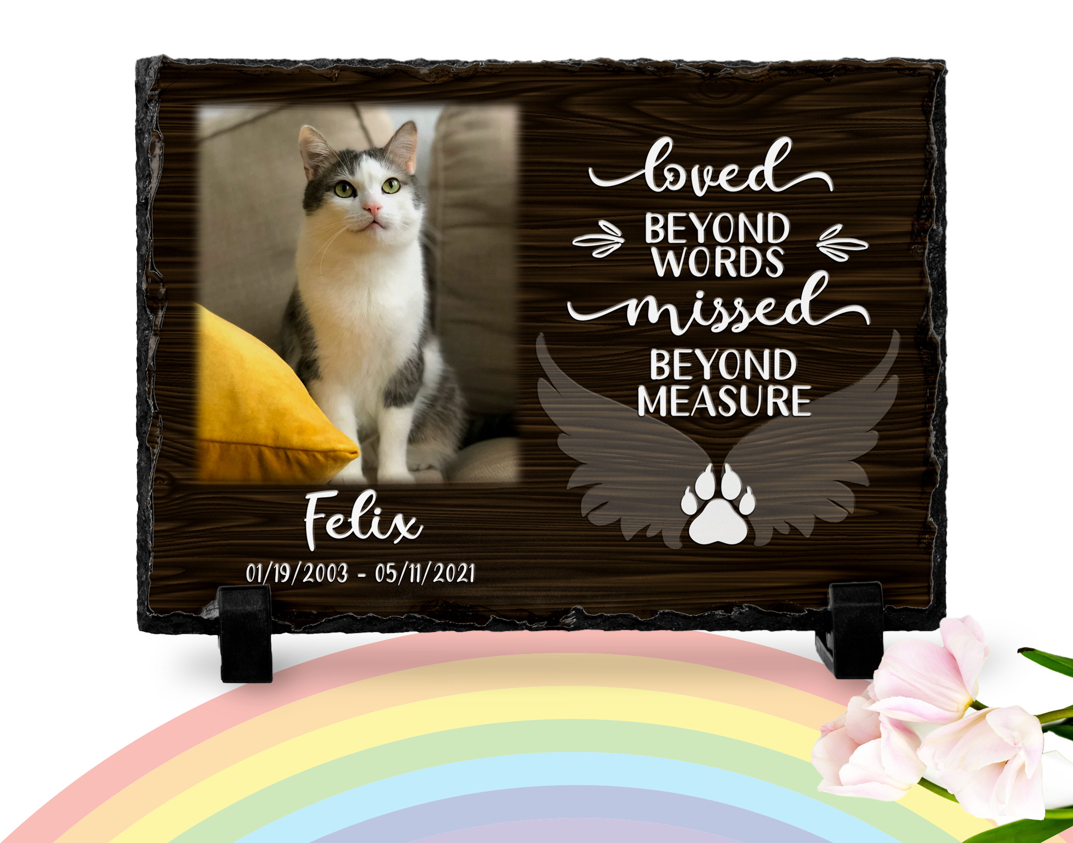 Cat Memorial Plaque Paw Print Loved Beyond Words Pet Etsy