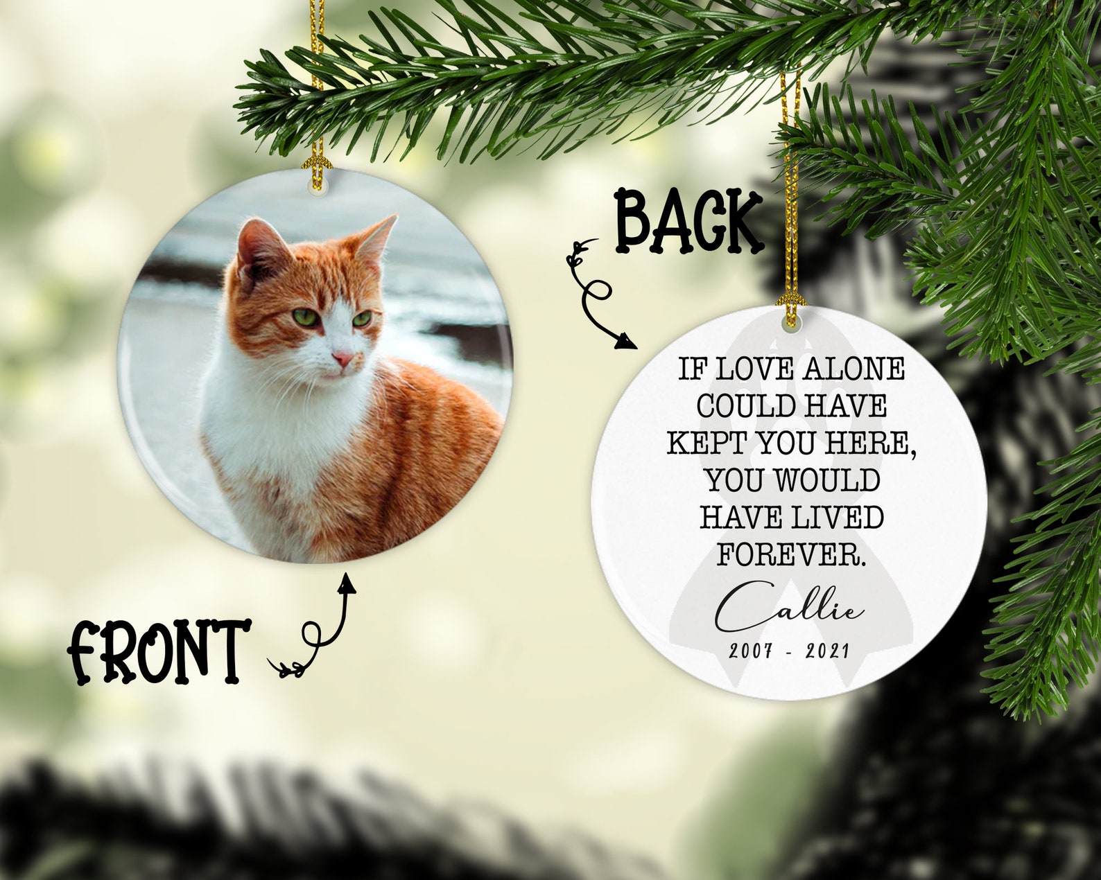 Cat Memorial Photo Ornament Pet Remembrance Loss Cat Pet Etsy