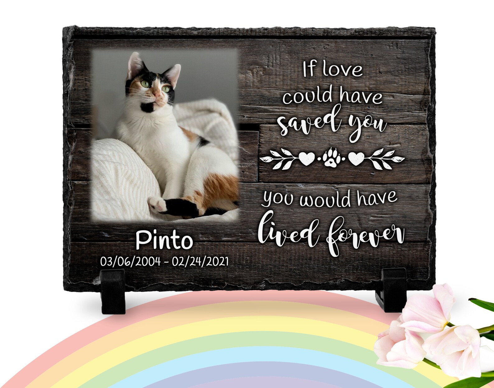 Cat Memorial Plaque Paw print If love could've save Etsy