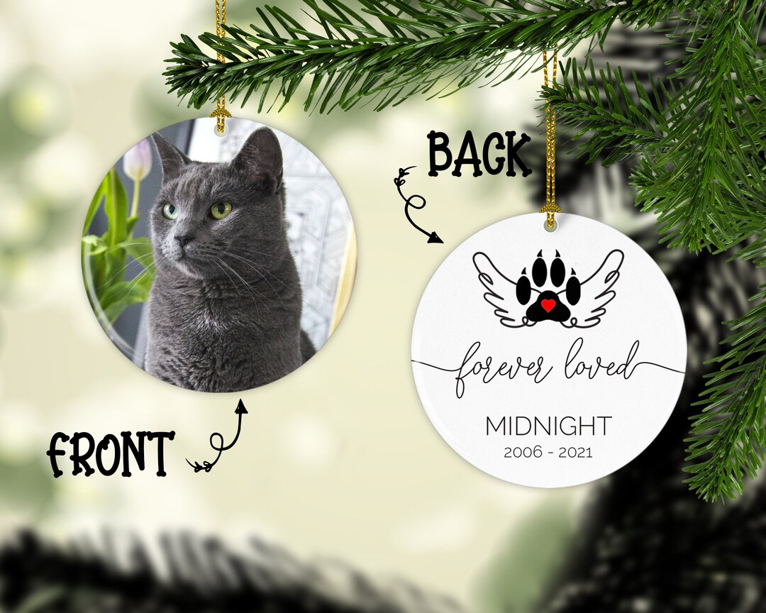 Cat Memorial Photo Ornament | Pet Remembrance | Loss Cat | Pet Memorial ...