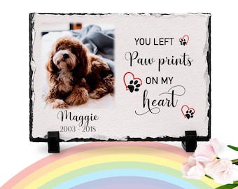 Dog Memorial Plaque | Paw print | You left paw prints on my heart | Pet memorial plaque | Pet loss Gift | Remembrance gift | Dog keepsake