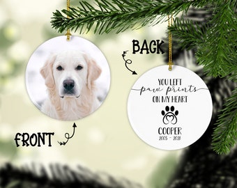 Mémorial des chiens image Ornement | Perte de | d’animaux de compagnie | souvenir des chiens Dans la mémoire aimante | | d’impression de pattes Cadeau de Noël personnalisé pour animaux de compagnie