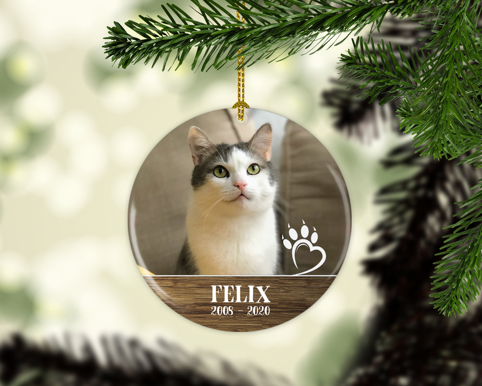 Cat Memorial picture Ornament Loss of pet Gift Cat | Etsy