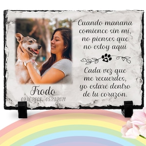 Dog Memorial Plaque Spanish / Pet memorial rock / Rainbow Bridge / Pet memorial plaque / Pet loss Gift / Poema para perdida de perro español