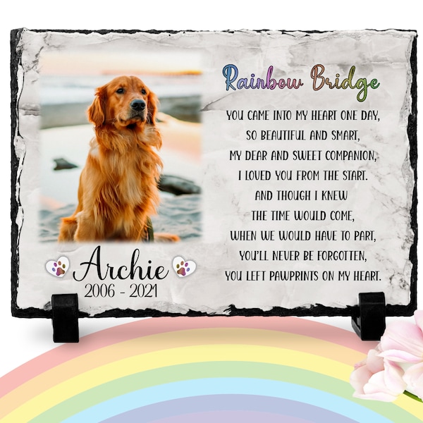 Dog Memorial Plaque | Paw print | Rainbow Bridge poem | Pet memorial plaque | Pet loss Gift | Remembrance gift | Dog keepsake