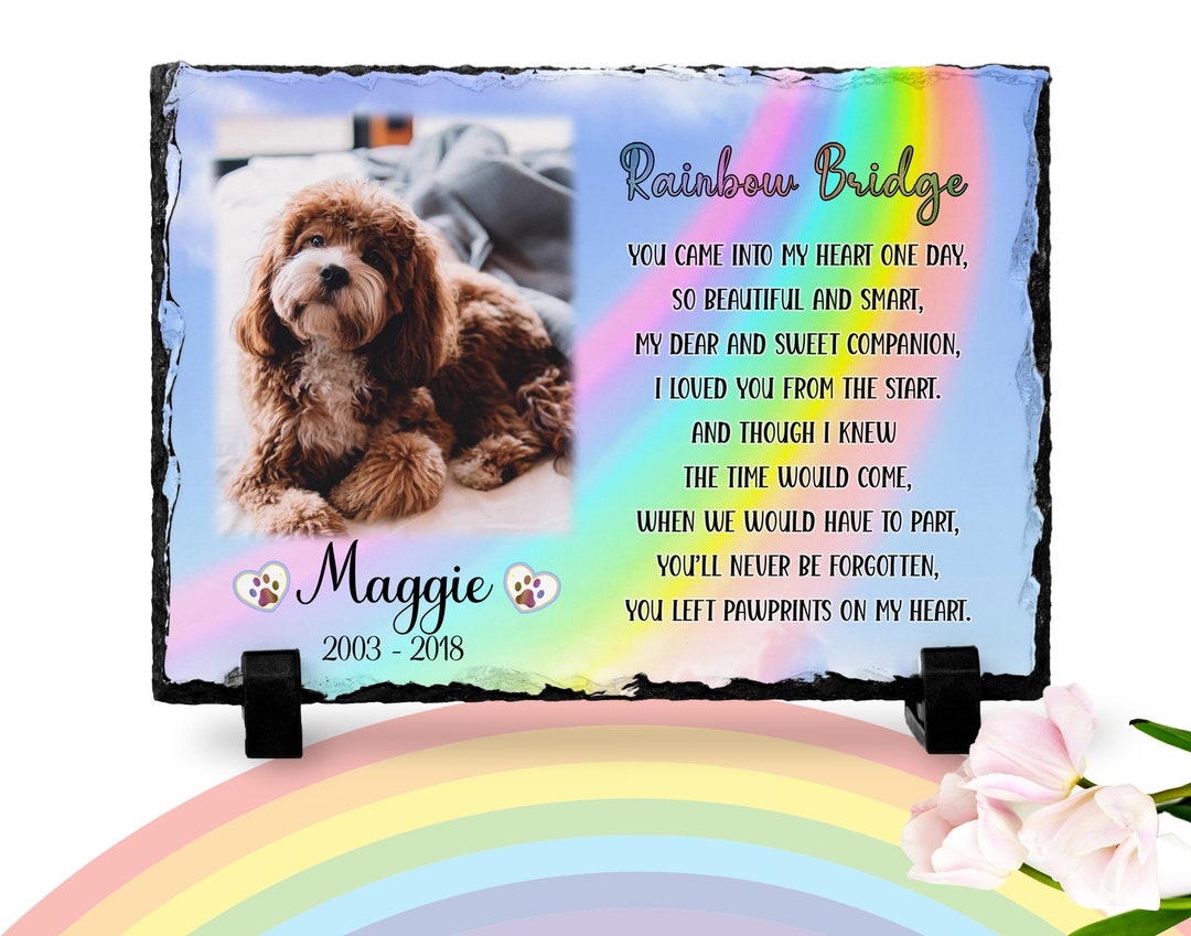 Dog Memorial Plaque | Paw Print | Rainbow Bridge Poem | Pet Memorial ...