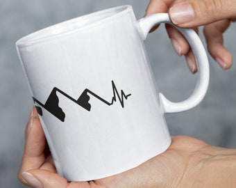 Berg Herzschlag Tasse: Wandern, Klettern, Camping Geschenk