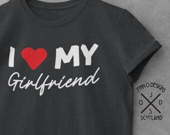 レディース I Love My BoyfriendTシャツ 面白いバレンタインデー記念日 