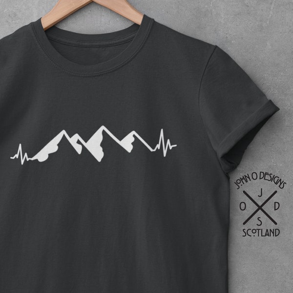 Hill Walking T-shirt Heartbeat Hiking Mountain Climbing Camping Trekking outdoor scout Tee Top Shirt Mens Womans Teens Unisex Present gift