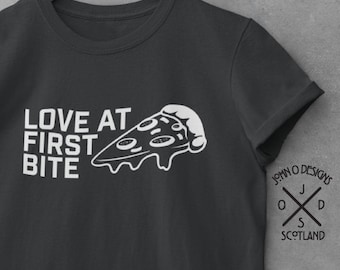 Pizza Lover T-Shirt: 'Love at First Bite' Unisex Tee