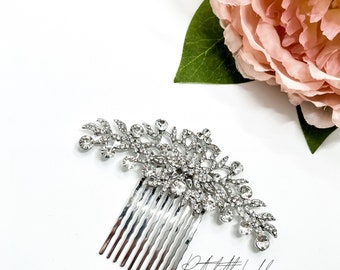 Silver diamanté hair comb | elegant rhinestone pin | bridal bridesmaid wedding hair pins | guest accessories