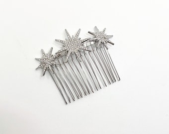 diamanté celestial star hair comb | elegant rhinestone hair pin | crystal bridal bridesmaid wedding guest hair accessories | party prom gift