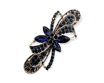 Sapphire blue rhinestone flower hair clip | elegant diamanté bridal hair slide  | Bridesmaid flower girl guest hair pin party