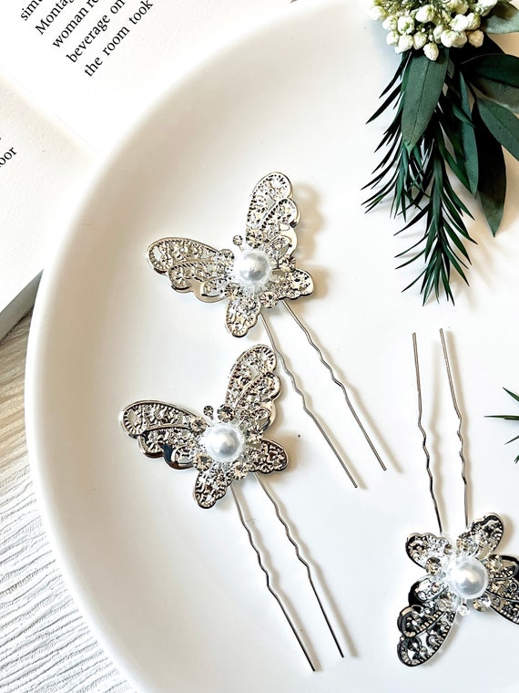 Butterfly hair pins discount