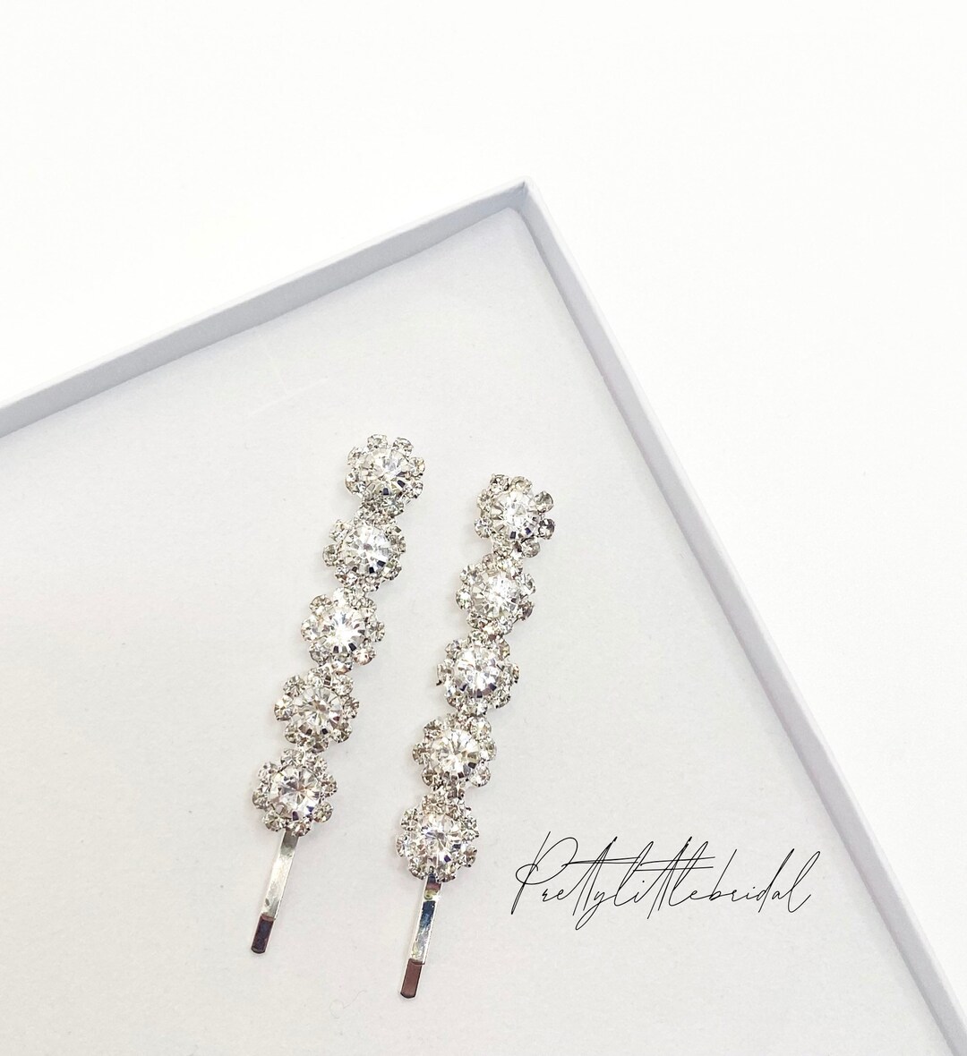 2 Piece Diamanté Hair Slide Elegant Rhinestone Bobby Pin Bridal