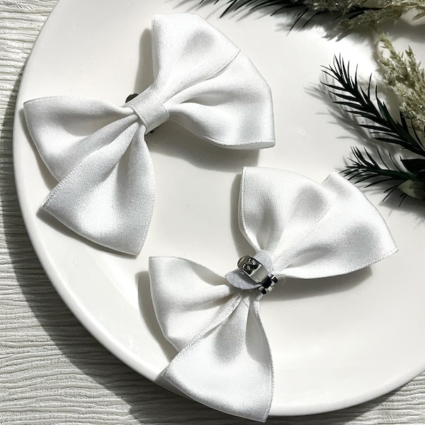 2 White Bow Shoes Clips | Bridal Wedding Guest Glam Shoe Clips | Elegant Shoe Clips | Bridal Shoe Jewellery | Party Prom Accessories