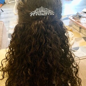 Silver diamanté flower hair clip elegant rhinestone hair pin crystal bridal bridesmaid wedding hair accessories party prom occasion image 4