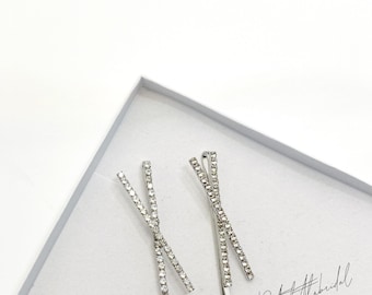 2 piece diamanté hair slide | elegant rhinestone bobby pin | bridal bridesmaid wedding hair pins