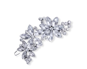 Small diamanté flower hair clip | elegant rhinestone hair pin | crystal bridal bridesmaid wedding hair accessories