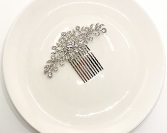Silver diamanté flower hair clip | elegant rhinestone hair pin | crystal bridal bridesmaid wedding hair accessories | party prom occasion