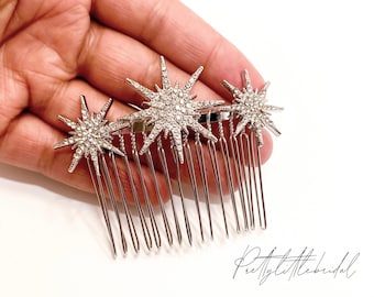 diamanté celestial star hair comb | elegant rhinestone hair pin | crystal bridal bridesmaid wedding guest hair accessories | party prom gift