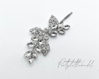 diamanté flower hair clip | elegant rhinestone hair pin | crystal bridal bridesmaid wedding hair accessories