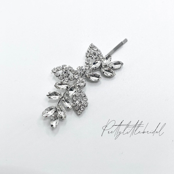 diamanté flower hair clip | elegant rhinestone hair pin | crystal bridal bridesmaid wedding hair accessories