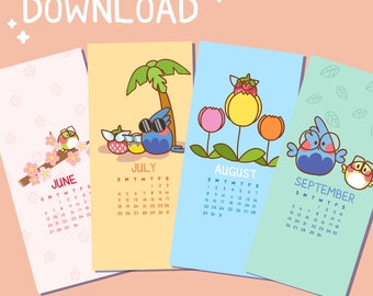 2023 Year Calendar • A5 Calendar • Cute Calendar • Phone Wallpaper • Digital Download