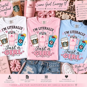Solo una chica PNG / Starbucks, 7 Brew, diseño inspirado en Stanley (descarga digital)
