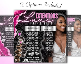Hair Price List Flyer, Hair Booking Flyers, Hair Collection Price List Flyer, Hair Extensions Pricelist Flyer, Hair Bundles Flyer, Wig Flyer