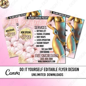 DIY BODY CONTOURING flyer, Body Sculpting Flyer, Body Contour Flyer, Instagram Social Media Template, Body Spa Flyer Media Flyer,Class Flyer